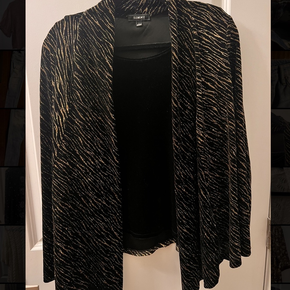 Vintage Elementz Black and Gold Blazer with Tank Top Attached